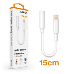 Audio adaptér Aligator Lightning / 3,5mm Jack, 15cm, bílý