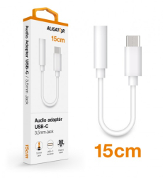 Audio adaptér Aligator USB-C vidl. / 3,5mm Jack, 15cm, bílý