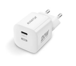 Chytrá mini síťová nabíječka ALIGATOR Power Delivery 20W, USB-C, bílá