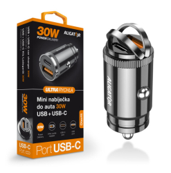 Chytrá nabíječka do auta ALIGATOR Power Delivery 30W, USB-C + USB-A
