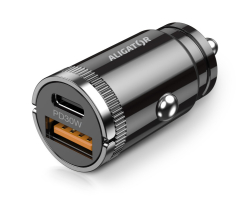 Chytrá nabíječka do auta ALIGATOR Power Delivery 30W, USB-C + USB-A