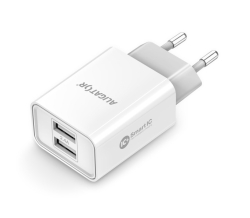 Chytrá síťová nabíječka ALIGATOR 2.4A, 2xUSB, smart IC, bílá