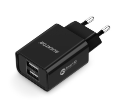 Chytrá síťová nabíječka ALIGATOR 2.4A, 2xUSB, smart IC, černá