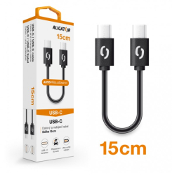 Datový kabel ALIGATOR POWER USB-C/USB-C 15cm, černý