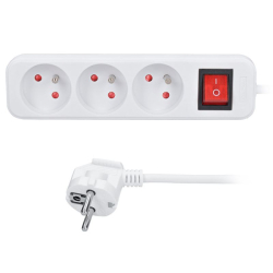 Solight prodlužovací přívod, 3 zásuvky, bílý, vypínač, 1,5m - PP10